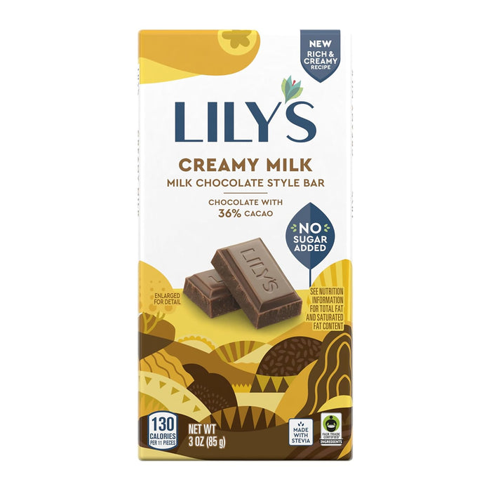 Lily's Creamy Milk Chocolate Stevia Sweetened Bar 3 oz