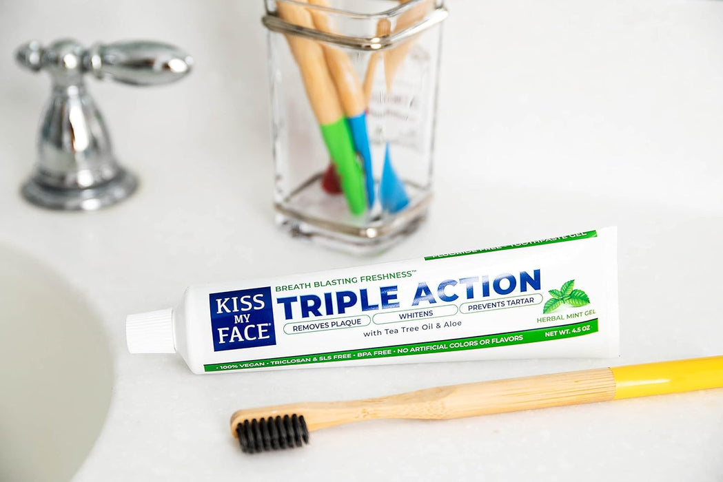 Kiss My Face  Triple Action Toothpaste Cool Mint Gel  1 Each  4.5 Oz