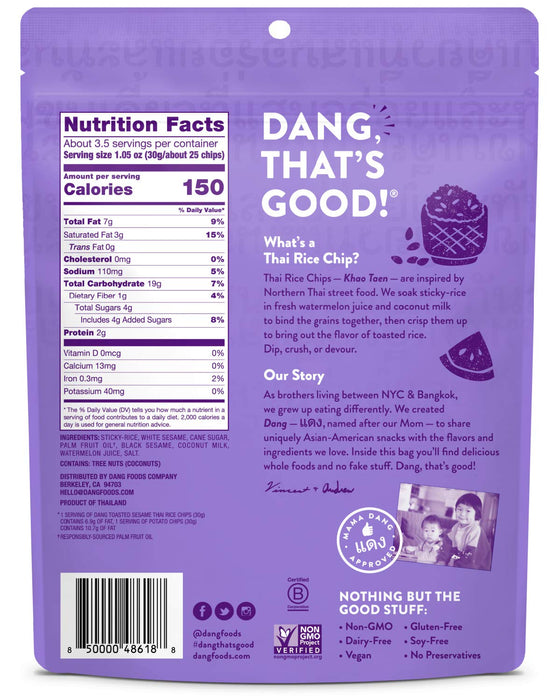 Dang  Rice Chips Thai Toasted Sesame  3.5 Oz