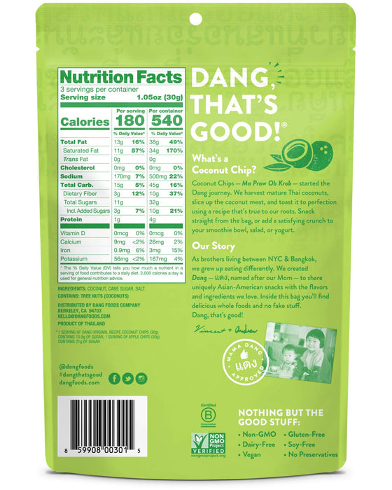 Dang  Toasted Coconut Chips Original Recipe  3.17 Oz