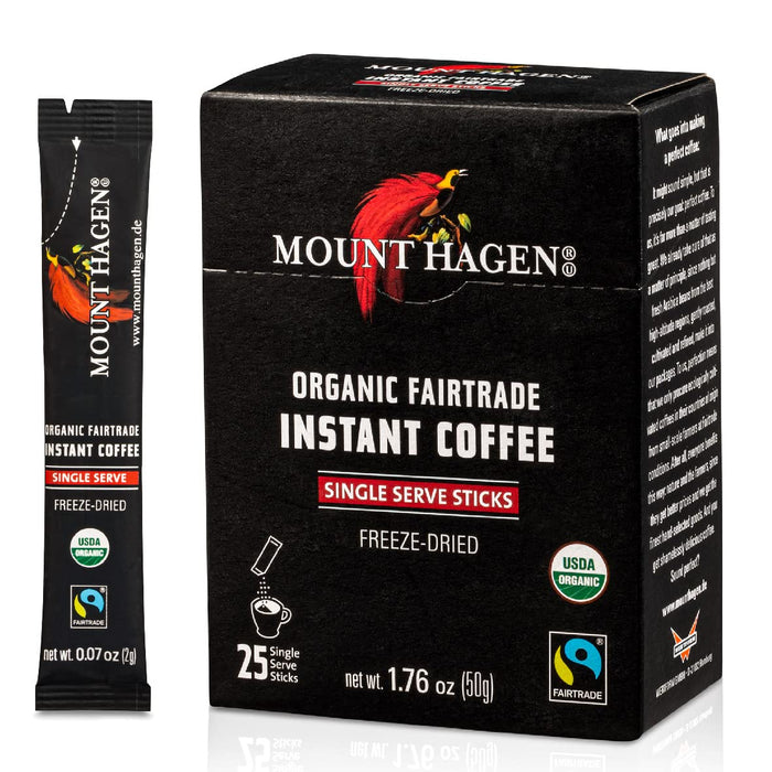 Mount Hagen  Organic Fairtrade Instant Coffee  Single Serve   1.76 oz