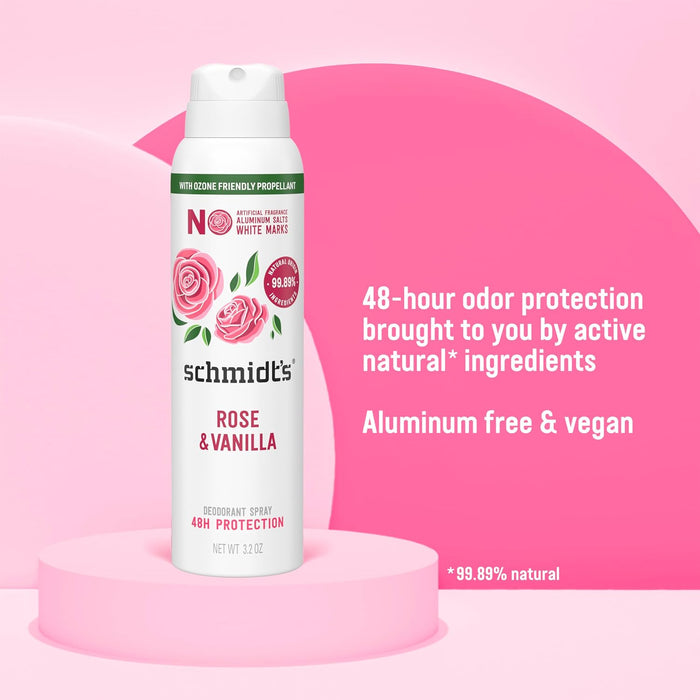 Schmidt's Natural Deodorant Spray Rose Vanilla 3.2 oz