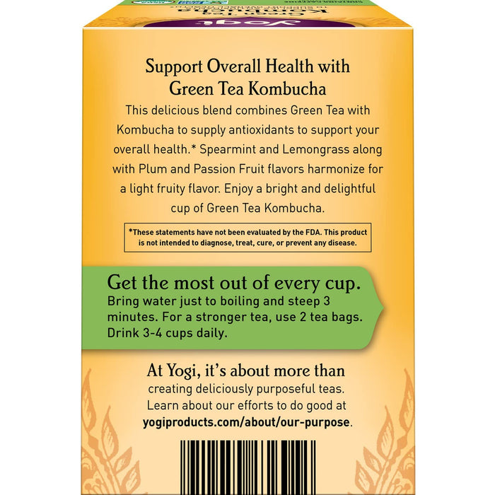 Yogi  Organic Caffein Free Herbal Green Tea Kombucha  16 Bag