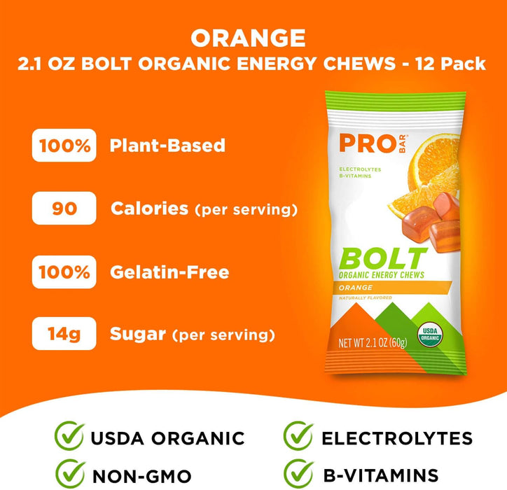 Probar  Bolt Organic Energy Chews Orange   2.1 Oz