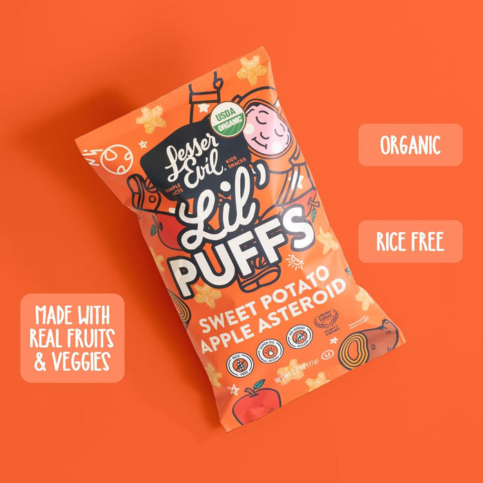 Lesser Evil Lil Puffs Og2 Sweet Potato Apple 2.5 OZ