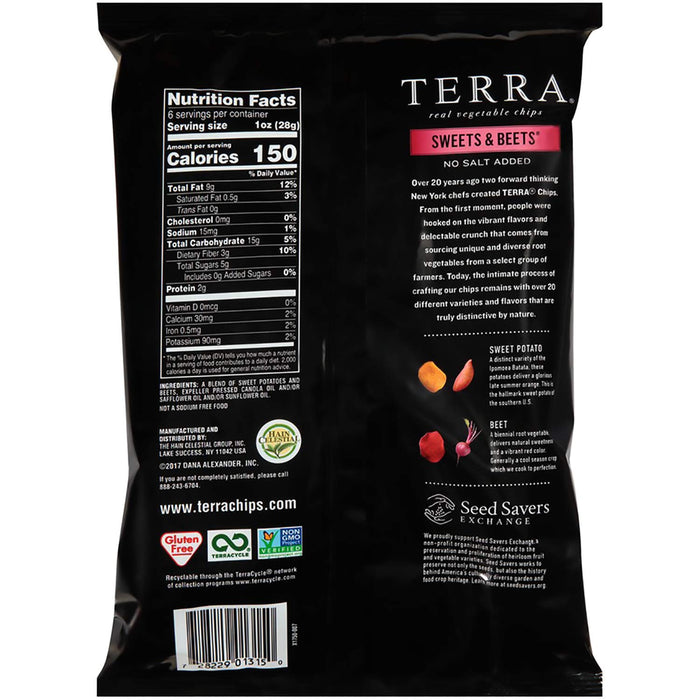 Terra Chips  Sweet Potato Sweets And Beets No Salt Added  6 Oz