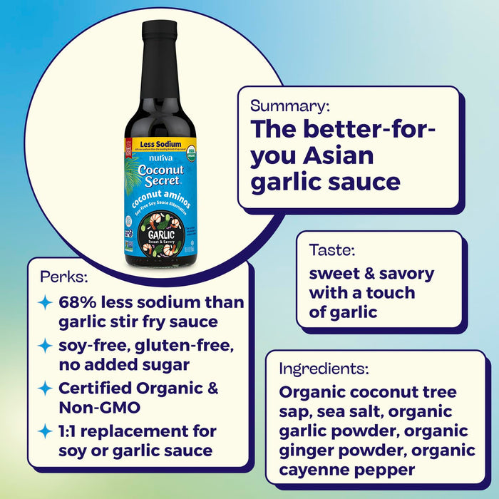 Coconut Secret Organic Garlic Sauce and Marinade Soy Free 10 oz