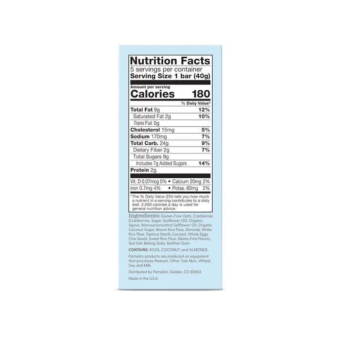 Pamela'S  Whenever Bars Oat Cranberry Almond   5/1.41 OZ