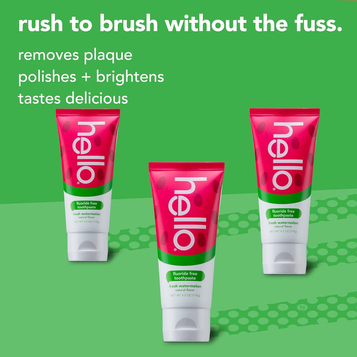 Hello Products  Toothpaste Natural Watermelon Fluoride Free  4.2 Oz