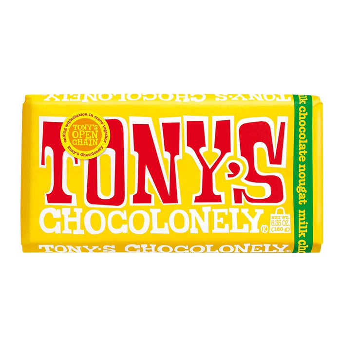 Tony`S Chocolonely Milk Chocolate Honey Almond Nougat Bar 6.35 Oz