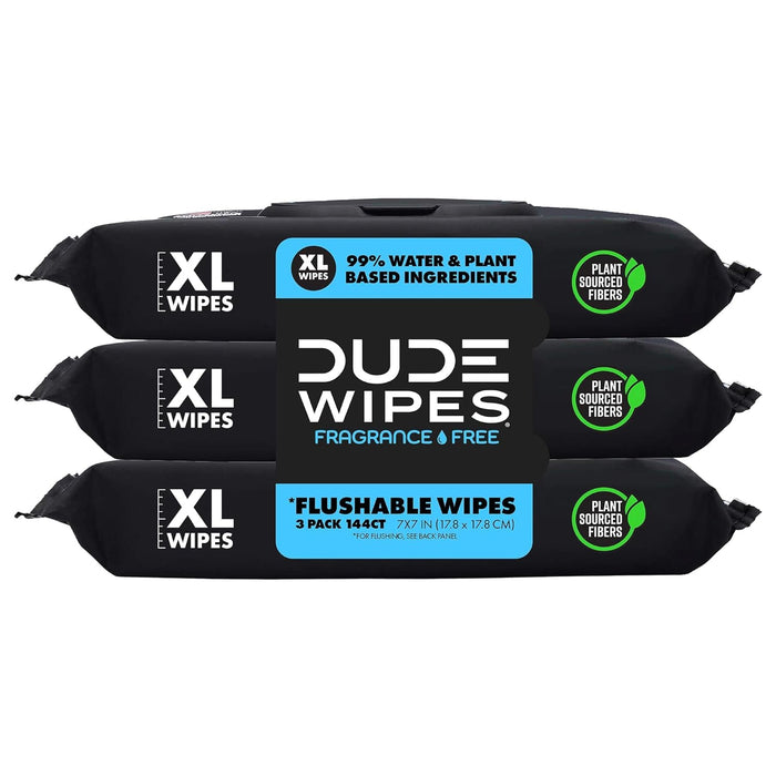 DUDE Flushable Wipes Unscented Extra Large 144 CT