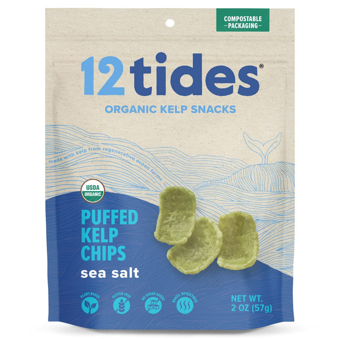 12 Tides  Organic Puffed Kelp Chips Sea Salt  2 Oz