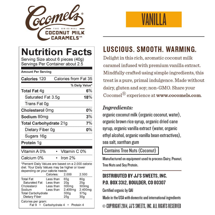 Cocomels Organic Coconut Milk Caramels Vanilla 3.5 oz