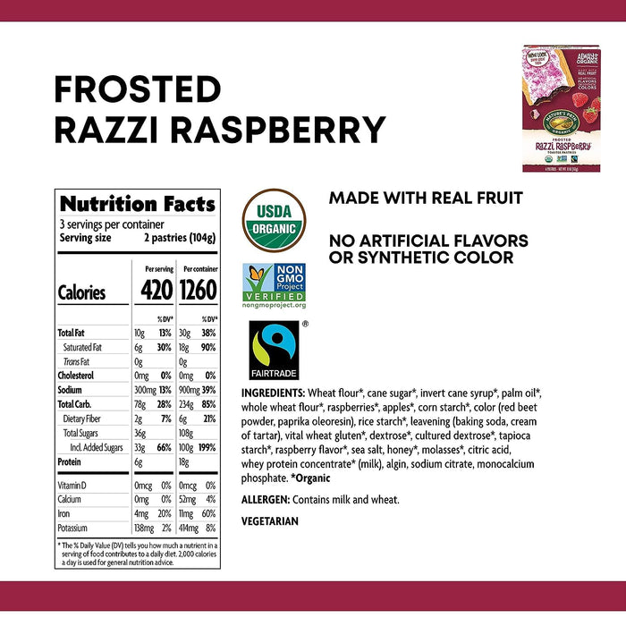 Nature'S Path  Organic Frosted Toaster Pastries Razzi Raspberry   11 Oz