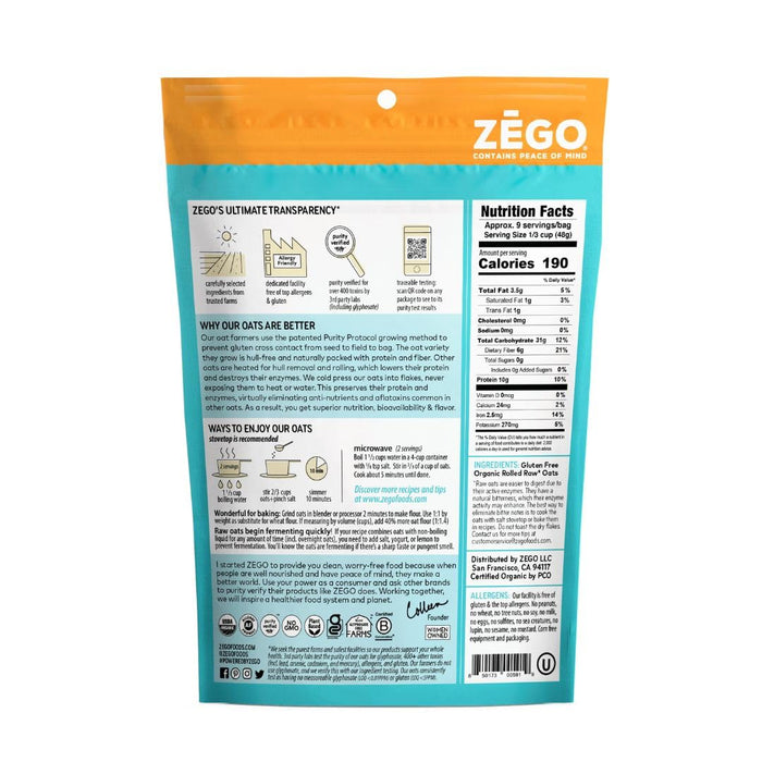 Zego  Organic Oats Double Protein Bag   14 Oz