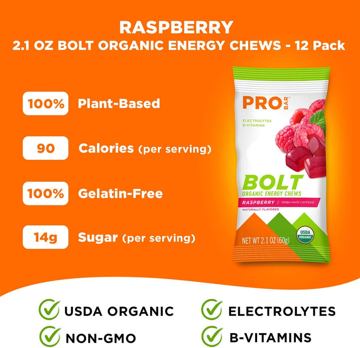 Probar  Bolt Organic Energy Chews Raspberry   2.1 Oz