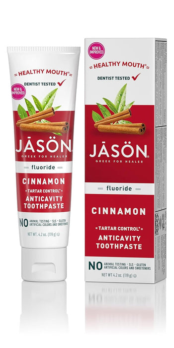 Jason Healthy Cinnamon Mouth Toothpaste with Fluoride 4.2 oz