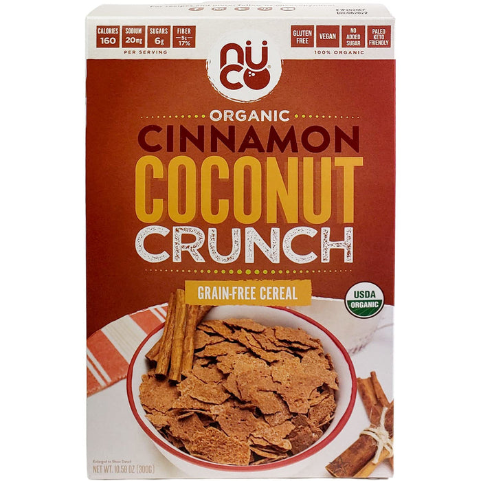 Nuco  Organic Cinnamon Coconut Crunch Grain-Free Cereal Box   10.58 Oz