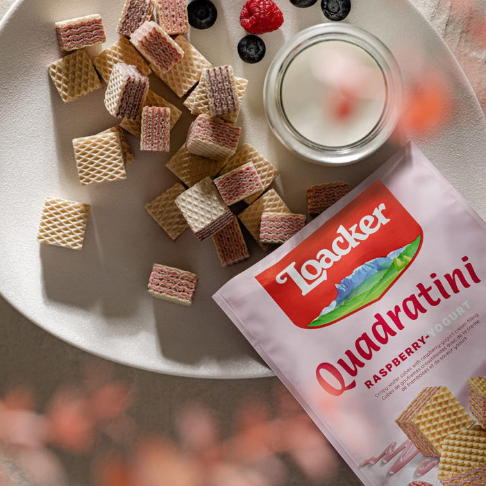 Loacker Quadratini Premium Raspberry-Yogurt Wafer Cookies 7.76 OZ