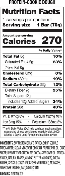 Probar  Cookie Dough Core Bar   2.46 Oz