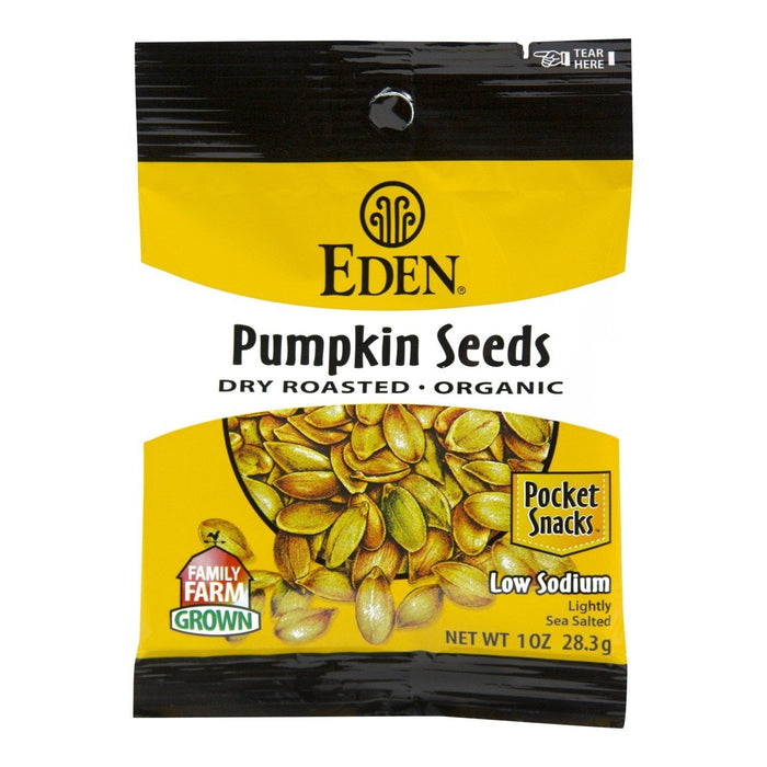Eden Foods Organic Pocket Snacks Pumpkin Seeds Dry Roasted And Salted 1 oz
