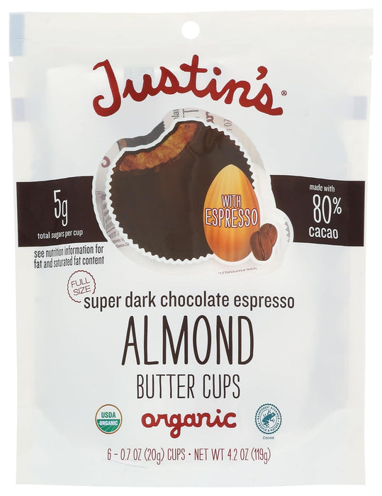 Justins  Organic Almond Butter Cup Dark Chocolate Espresso 4.2 oz