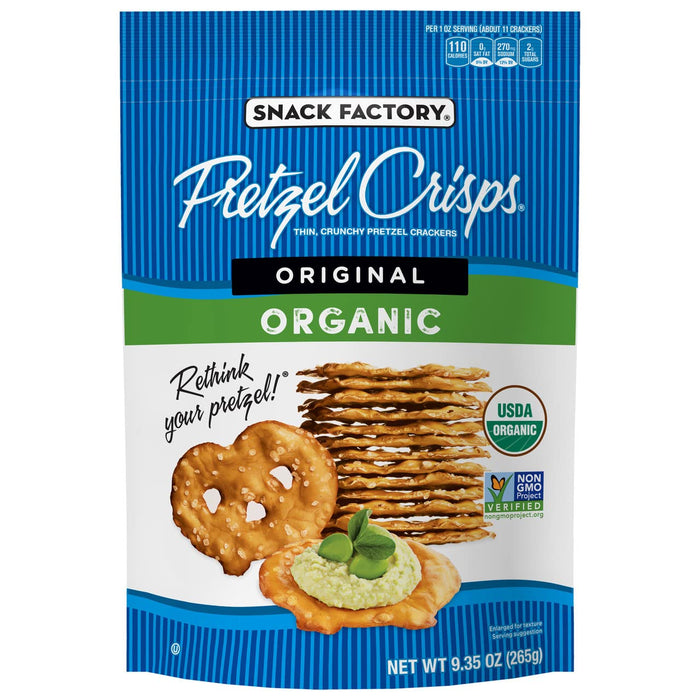 Snack Factory  Pretzel Crisps Organic Original  9.35 Oz