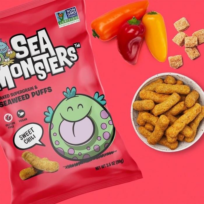 Sea Monsters Seaweed Puffs Sweet Chili 3.5 Oz