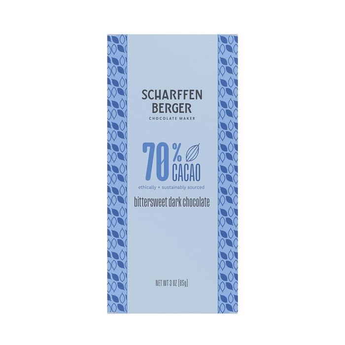 Scharffen Berger Bittersweet Dark Chocolate Bar 70% Cacao 3 Oz