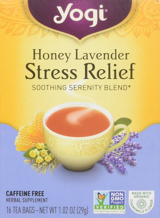 Yogi  Stress Relief Herbal Tea Caffeine Free Honey Lavender  16 Ct