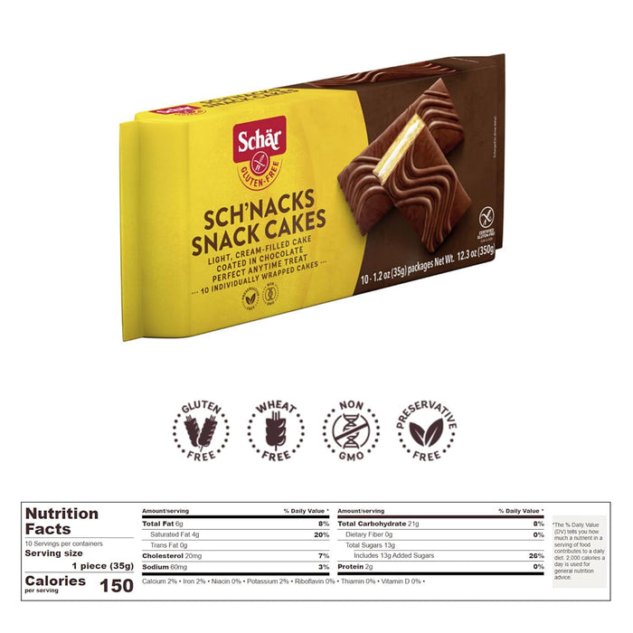 Schar  Gluten Free Sch'Nacks Snack Cakes   12.3 Oz