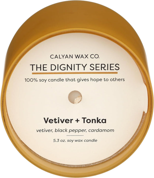 Calyan Wax Co  Vetiver +Tonka  Soy Candle    5.3 Oz