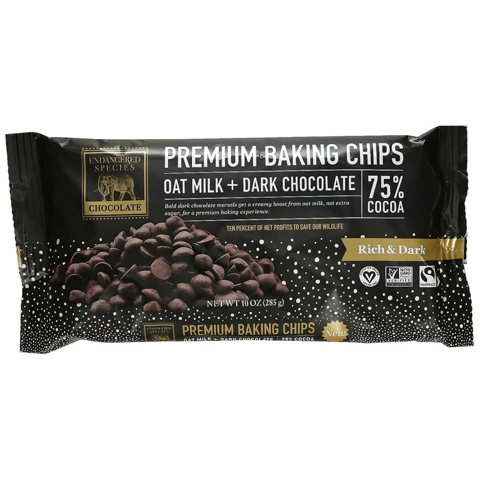 Endangered Species Baking Chips Oat Milk Plus Dark Chocolate 10 Oz