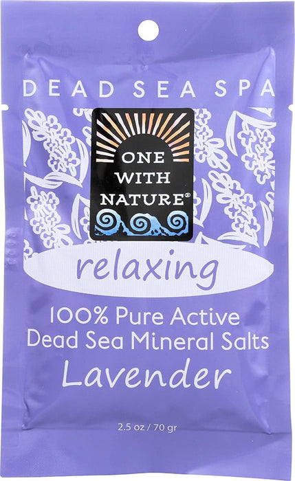 One With Nature  Relaxing Lavender Dead Sea Mineral Salt Bath  2.5 Oz