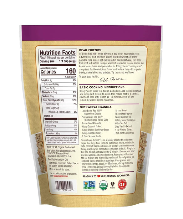 Bob'S Red Mill  Organic Whole Grain Buckwheat   16 Oz