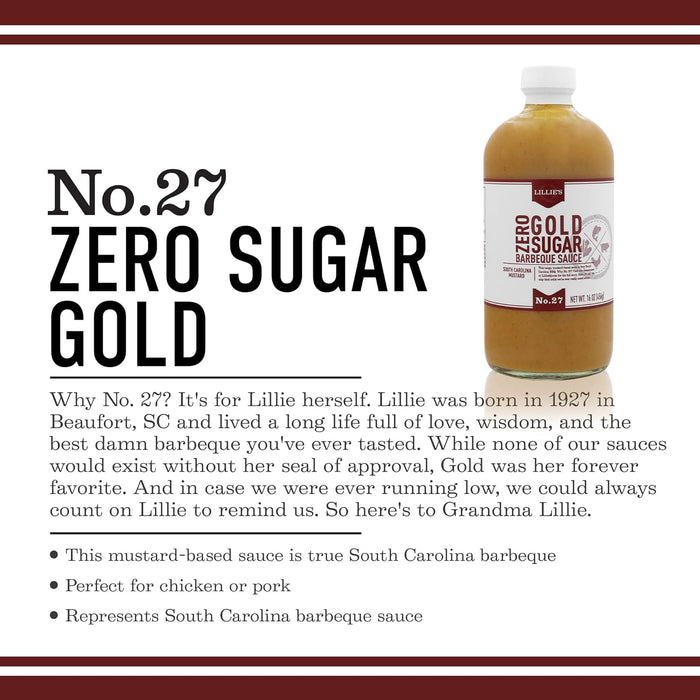 Lillie's Q Zero Sugar Gold Barbecue Sauce 16 oz