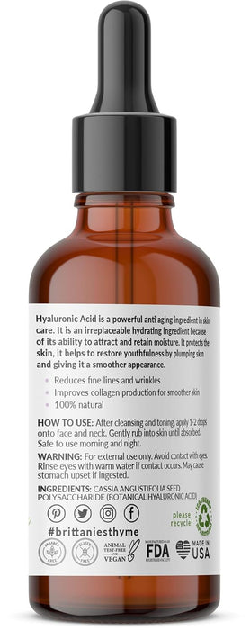 Brittanie's Thyme Pure Hyaluronic Acid Serum for Face  2 OZ