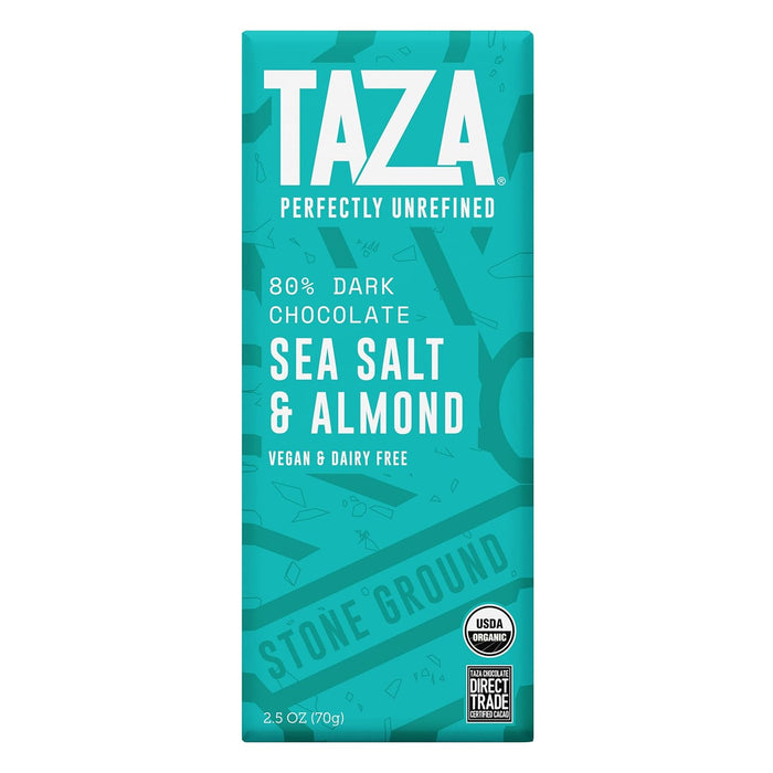 Taza Chocolate Stone Ground Organic Dark Bar Sea Salt & Almond 2.5Oz