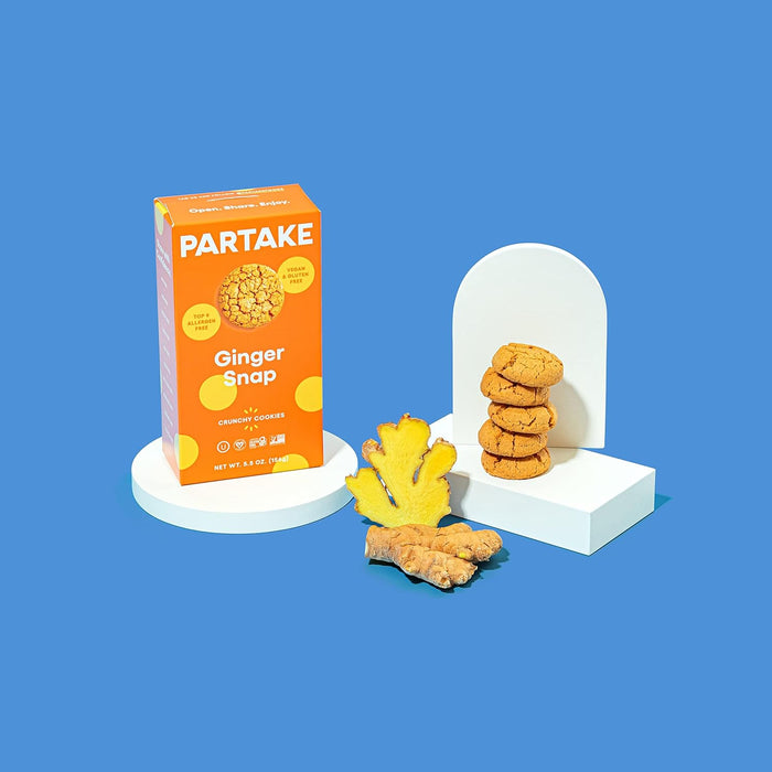 Partake Foods  Ginger Snap Crunchy Cookies Vegan Gluten Free  5.5 Oz