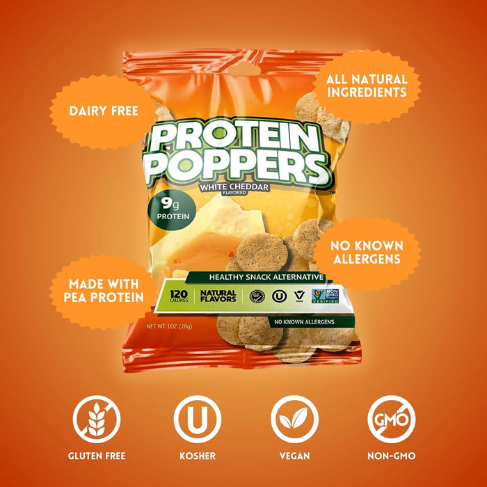 Protein Poppers Chips White Cheddar 4 OZ