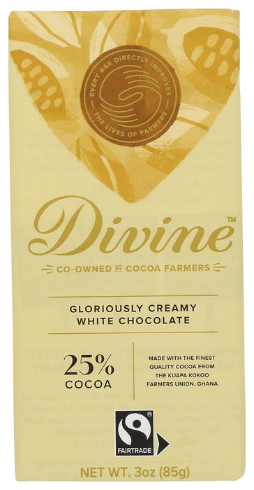 Divine Chocolate  Gloriously Creamy White Chocolate   3 Oz