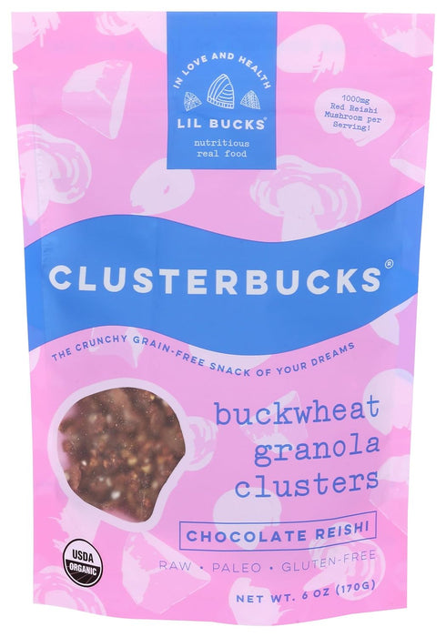 Clusterbucks  Chocolate Reishi Buckwheat Granola Clusters   6 Oz