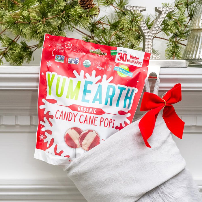 YumEarth Organic Candy Cane Lollipops Individually Wrapped 30 Ct