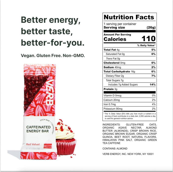 Verb Energy Energy Bars Red Velvet 0.92 OZ