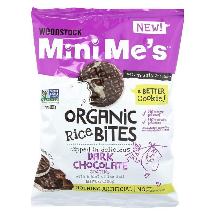 Woodstock Mini Mes  Organic Dark Chocolate Rice Bites With Hint Of Sea Salt  2.1 Oz