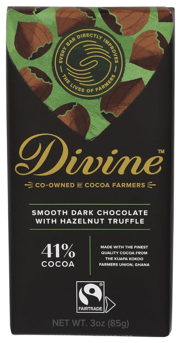 Divine Chocolate  Smooth Dark Chocolate With Hazelnut Truffle   3 Oz