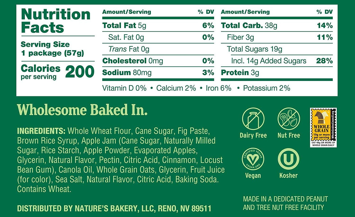 Nature'S Bakery  Whole Wheat Fig Bar Apple Cinnamon  2 Oz