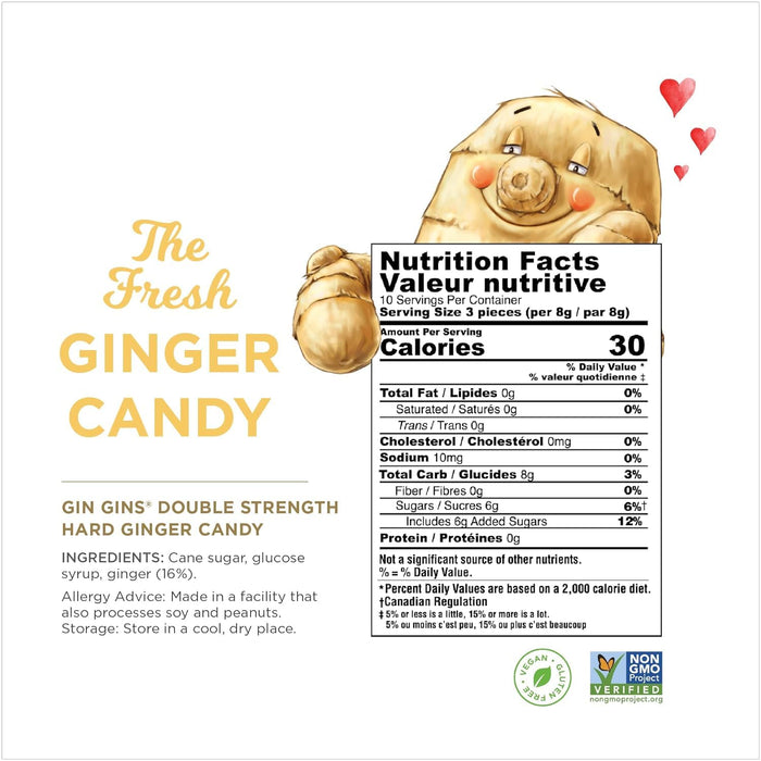 The Ginger People Gin Gins Double Strength Hard Ginger Candy 3 oz