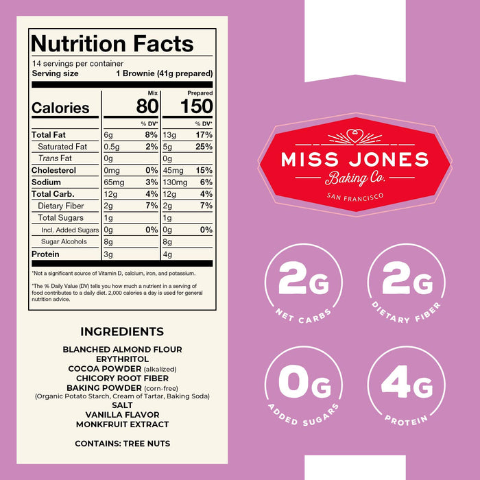 Miss Jones Baking Co  Brownie Fudgy Baking Mix Keto   10.57 Oz