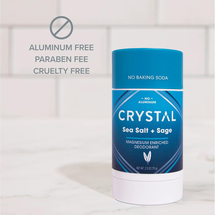 Crystal Deodorant Stick Magnesium Enriched  Sea Salt & Sage 2.5 Oz